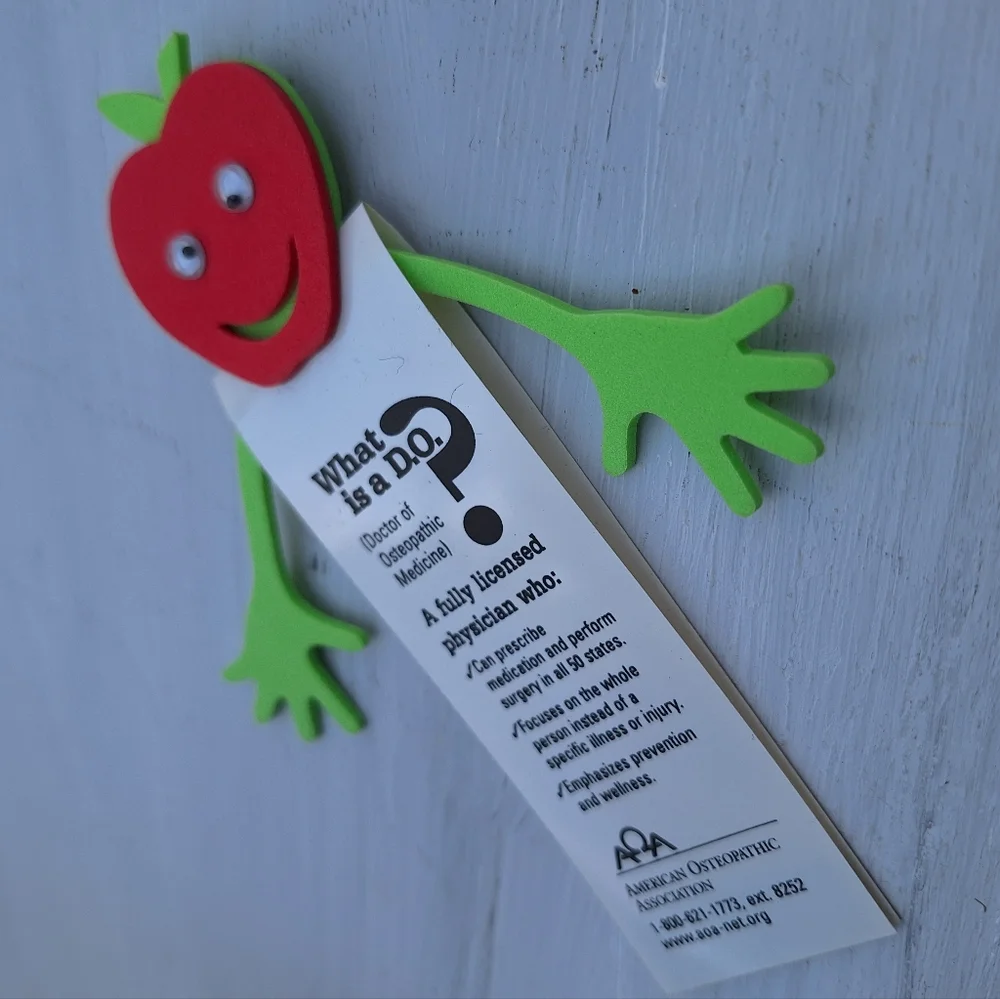 Googly Eyes Vintage Bookmark Apple Head American Osteopathic Doctor Association